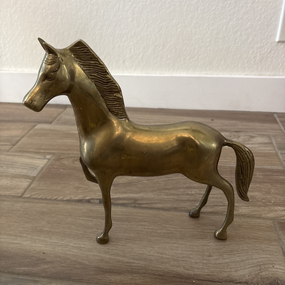 Large Brass Horse Statue Sculpture 12" 5lbs